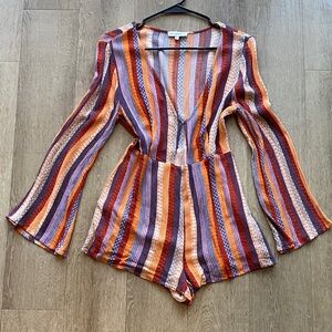 Hippie Striped Deep V Romper
